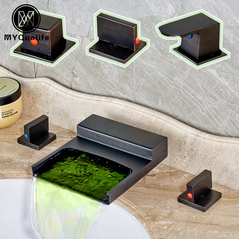 Смеситель Водопад латунный СВЕТОДИОДНЫЙ 3 отверстия|faucet pullout|faucets tapsfaucet screw |