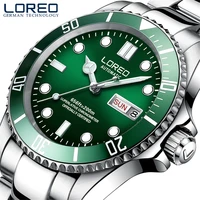 loreo waterproof 200m men automatic self wind mechanical watches stainless steel strap diving rotating bezel date business watch