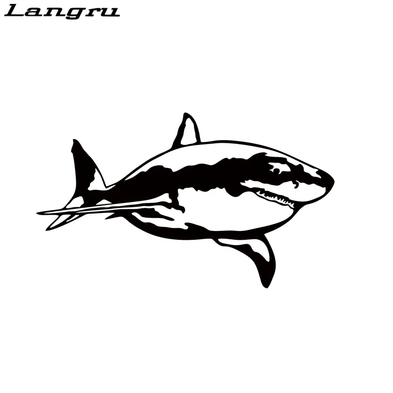 Новый дизайн Виниловая наклейка Langru с изображением Великой белой акулы на окно