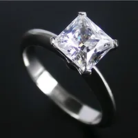 1Carat Pure Gold 14K Princess Cut Dazzling Test Positive Moissanite Engagement Ring Lovely Design Style High Quality Guarantee