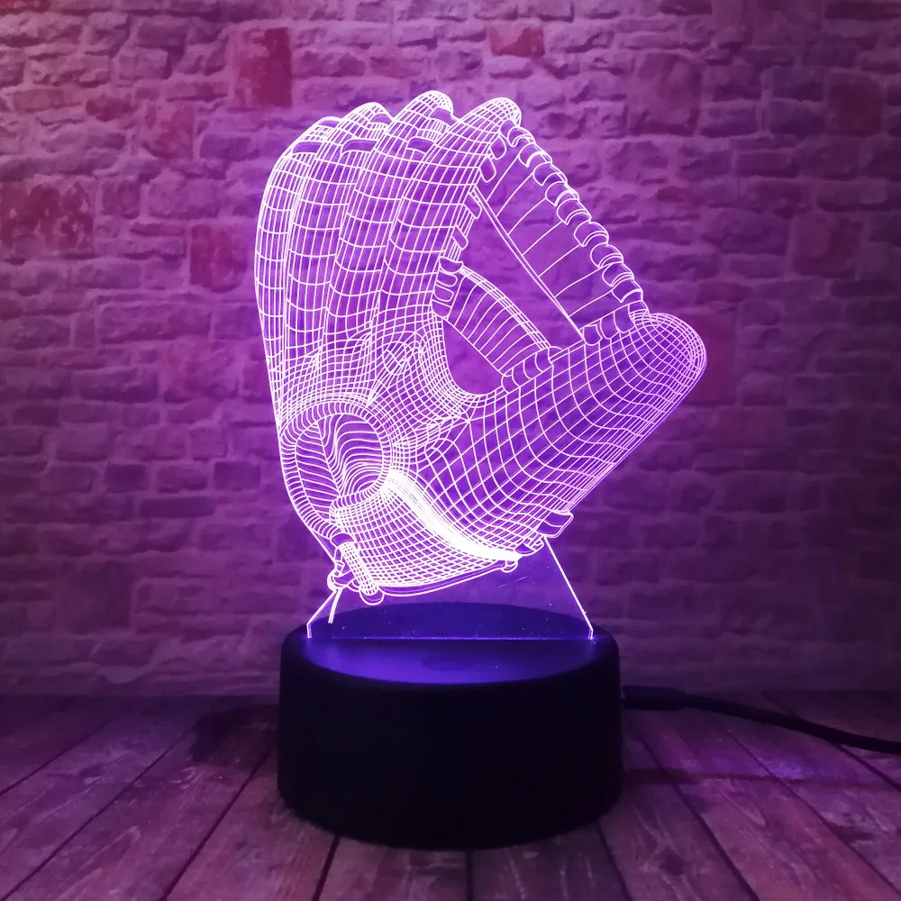 Новинка Софтбол Mitt ночник 7 цветов меняющаяся Светодиодная лампа настроение 3D
