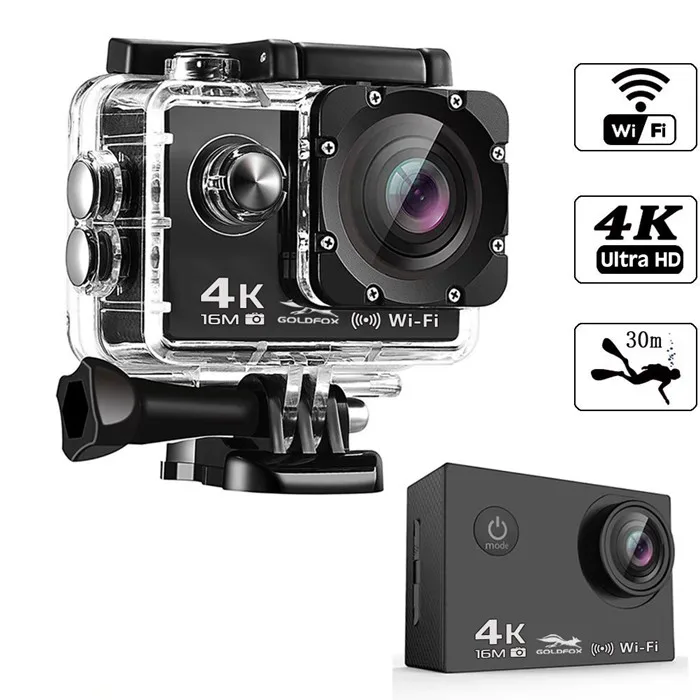 no remote Экшн-камера 4K Ultra HD wifi 16 МП Спортивная камера 1080 P/30fps 170 градусов 2,0 дюймов ЖК-дисплей для дайвинга Водонепроницаемая 30 м DV Шлем HD камера - Цвет: no remote