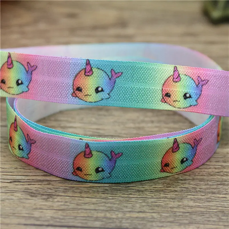 DHK 5/8 'Ƌ ярдов нарвала единорог с Сложите эластичный враг стрейч лента hairbow