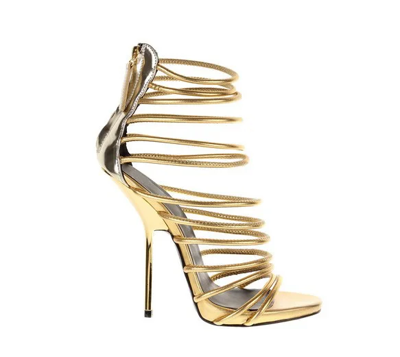 2014 New gz gold strap peep toes high heels melissa sandals sapato fashion gladiator women shoes sandalias big size | Обувь
