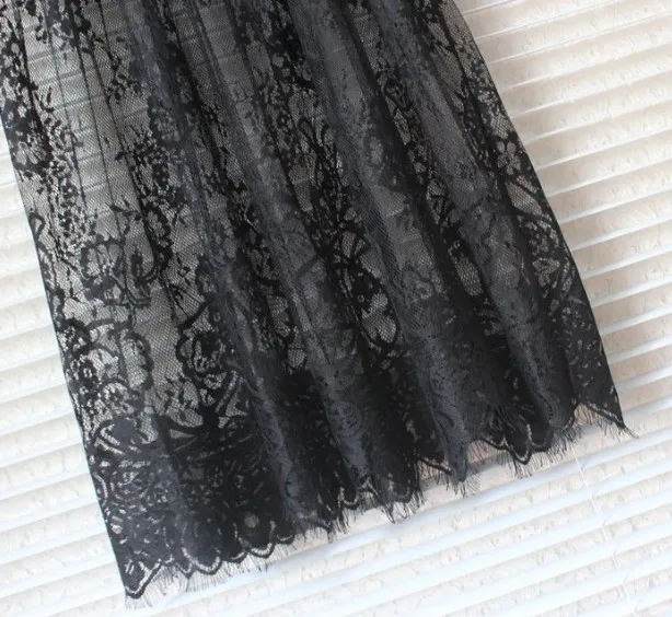 Женское пляжное прозрачное кружевное платье черное белое повседневное