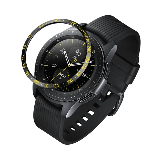 Shizi Black Yellow Замена смарт-чехол для часов из нержавеющей стали для samsung Galaxy Watch 46 мм 42 мм, драгоценный камень кольцо клеющаяся крышка против царапин металл - Цвет: Shizi Black Yellow