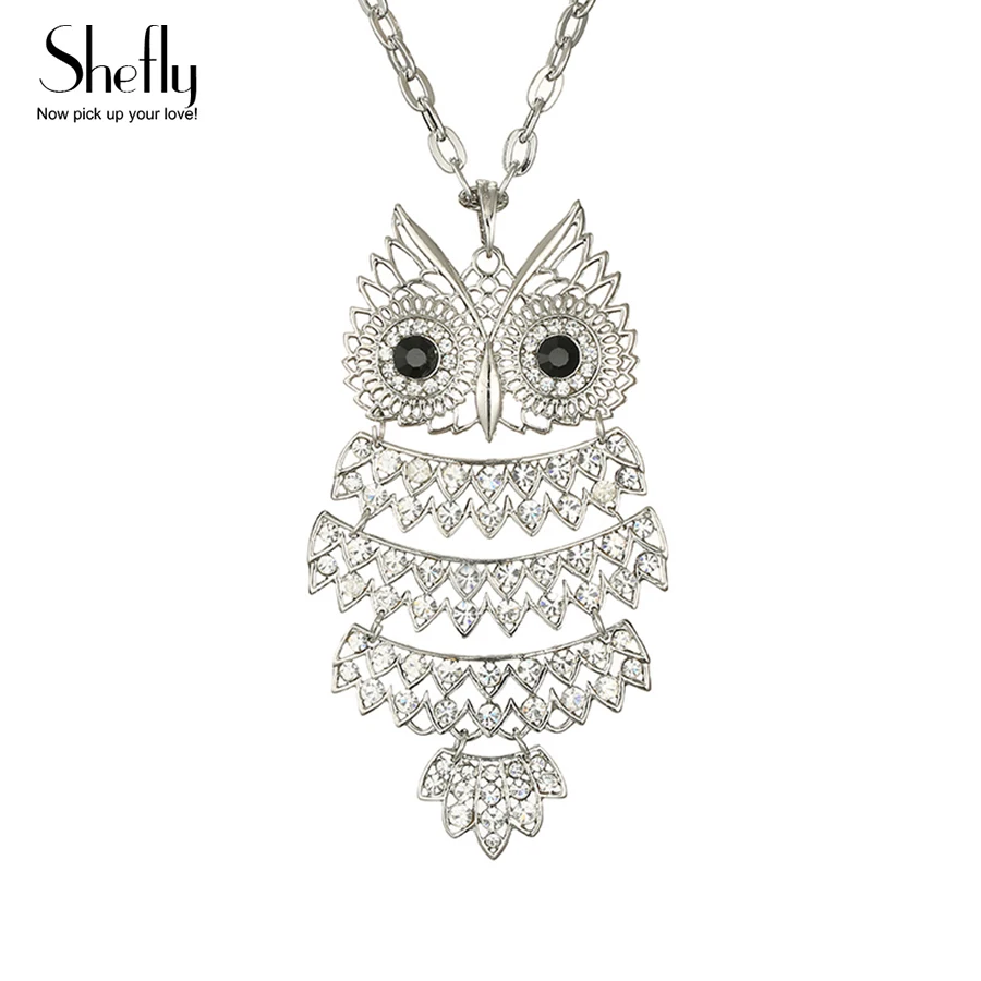 Цепочка с подвеской в виде большой совы для женщин|stone drop|owl pendantowl pendant necklace |