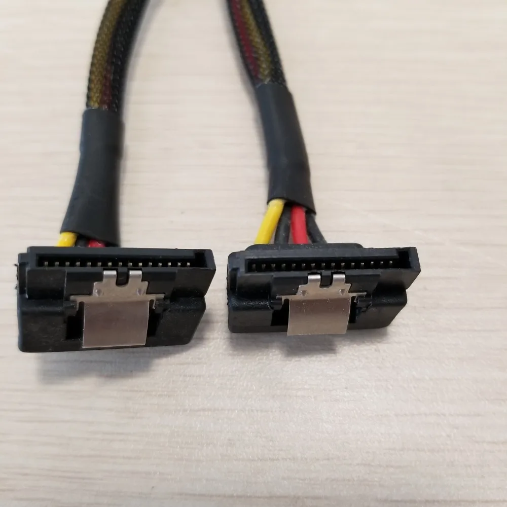 ПК компьютер DIY PSU 4Pin 4P IDE Molex на двойной 90 градусов вниз угол 15Pin SATA Кабель питания