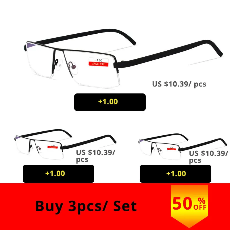 

VANLOOK Reading Glasses Men Computer For Sight Clear Eyeglasses Gafas de Lectura Retro Optical Metal 1.0 1.5 2.0 2.5 3.0 3.5 4.0