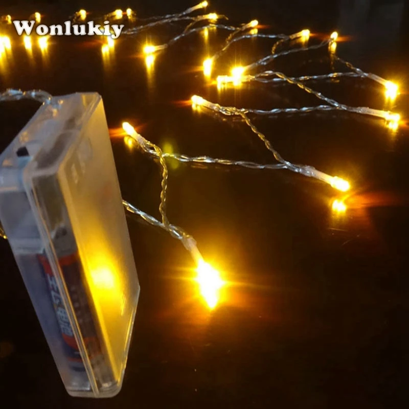 Wonlukiy 2 м/3 м/4 м/5 м/10 м светодиодная батарея для светящейся гирлянды AA с батарейками