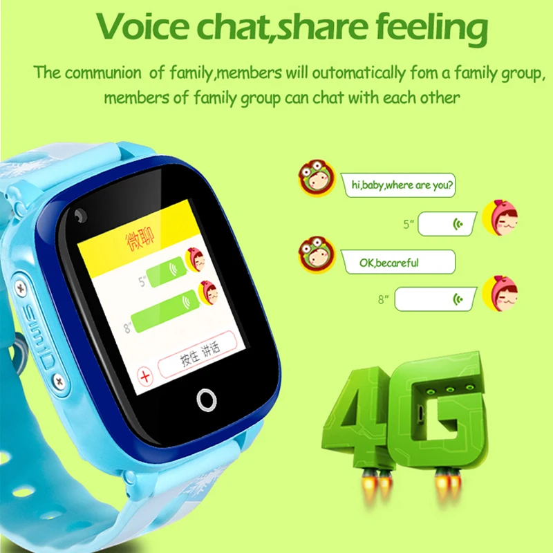 Smart Watch 4G for Child IP67 Waterproof GPS WIFI Postioning SOS Wechat Remote Monitor Smartwatch with Camera Support SIM card |