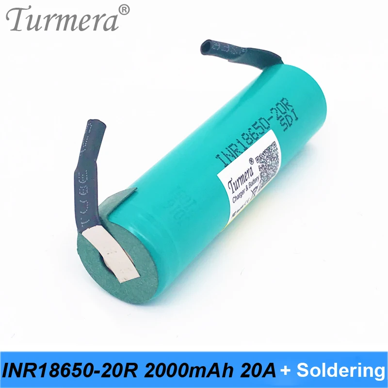 Аккумулятор 2000mah INR18650-20R 3,6 V пайка 20a батарея для инструмента отвертка и пылесос для Turmera