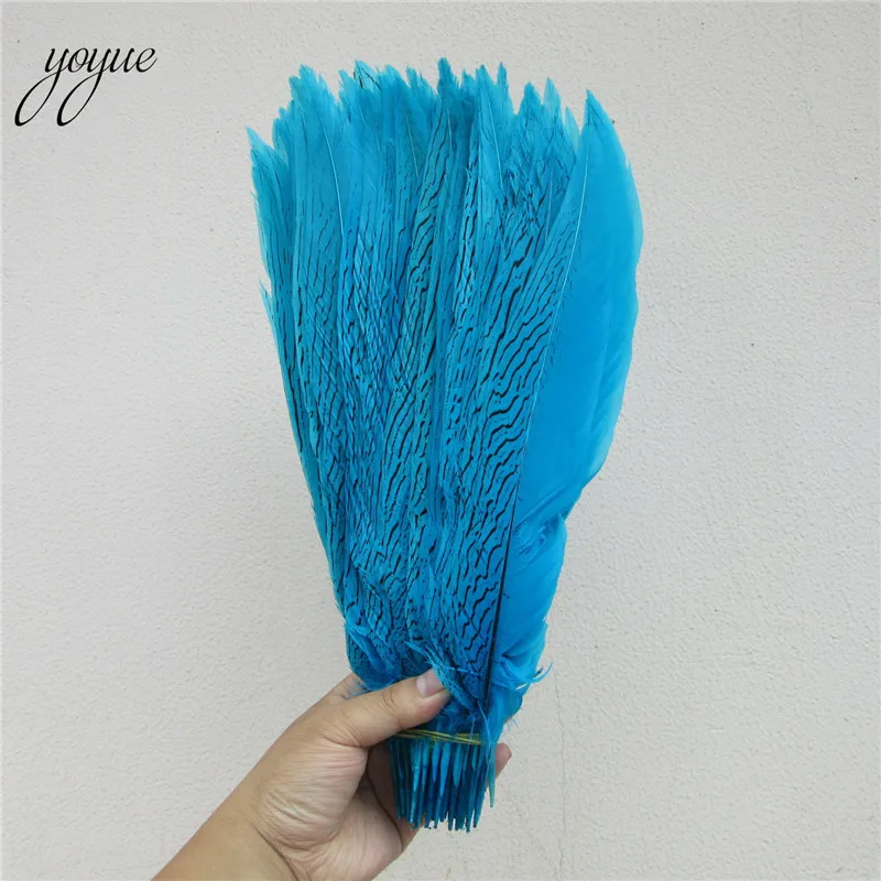 YOYUE 100 шт./лот 35-40 см Серебряный фазан хвост перья, Свадебные Украшения Алмазный фазан цвета: белый, серебристый Куриные перья Плюм