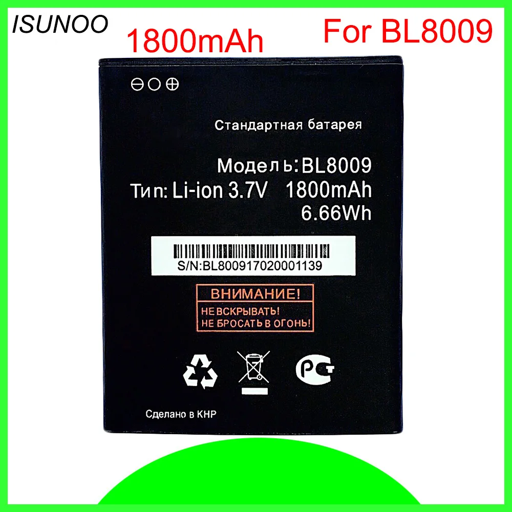 

Сменный аккумулятор ISUNOO BL8009 для fly fs451 nimbus 1 bl8009 1800 мА · ч