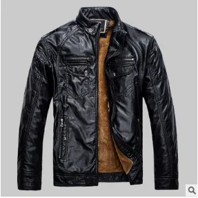 black Фирменная Новинка, мужские кожаные куртки из искусственной кожи, Jaqueta Masculinas Inverno Couro, пальто для мужчин, Jaquetas De Couro, Мужская зимняя кожаная куртка - Цвет: black