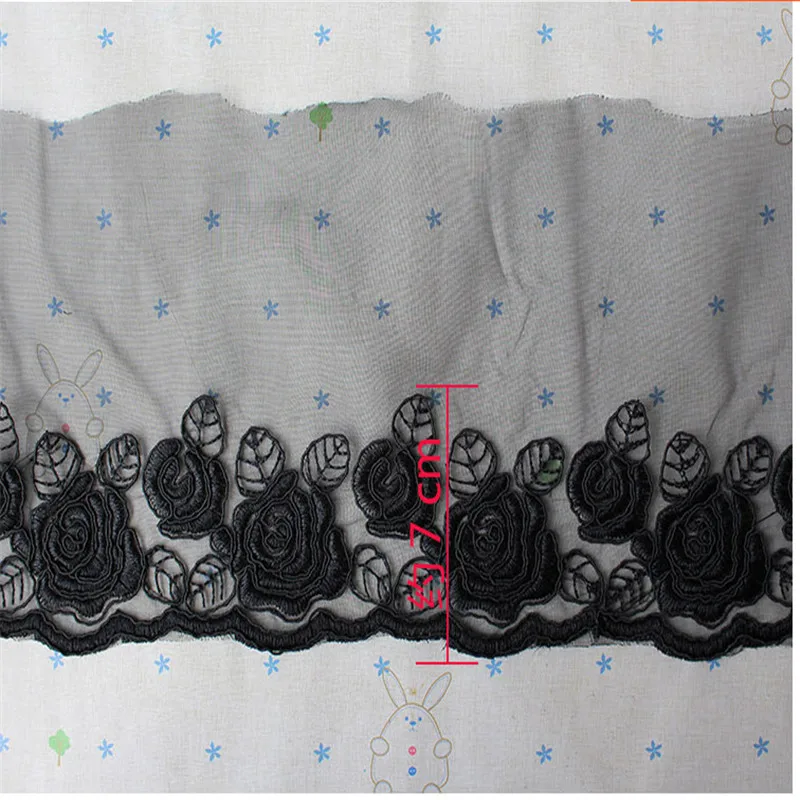 

Black white 7cm Width Organza Embroidered Water Soluble Lace Trim For Sewing on Crafts Lace Handmade Accessories DIY