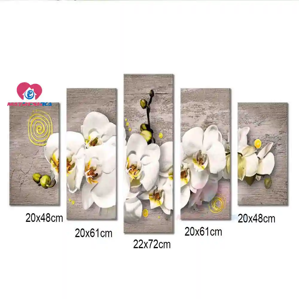 5pcs smaller size Diy 5d алмазная картина полностью Алмазная вышивка вышивка крестиком 5 панелей настенное Искусство Цветок мозаика наклейки Модульная картина - Цвет: 5pcs smaller size