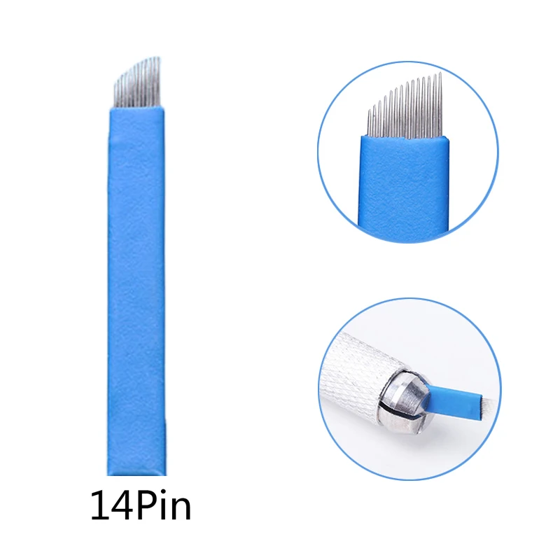Лезвия для перманентного макияжа 14 пин 200 шт.|14 needle|needles for tattoopcd |
