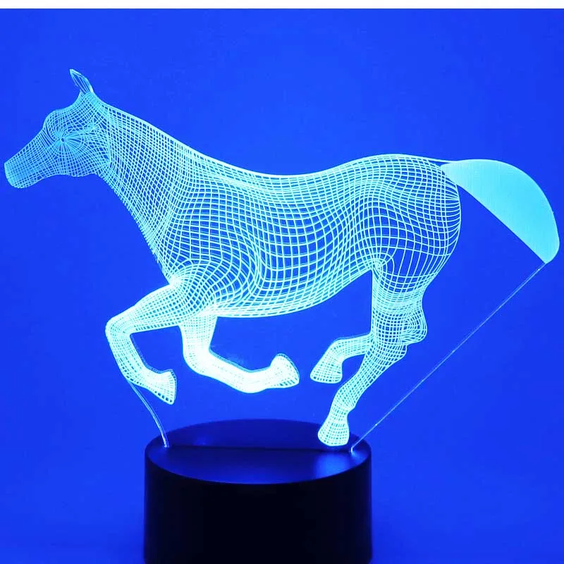 3D LED ночник бегущая лошадь с 7 видов цветов лампа для украшения дома потрясающая