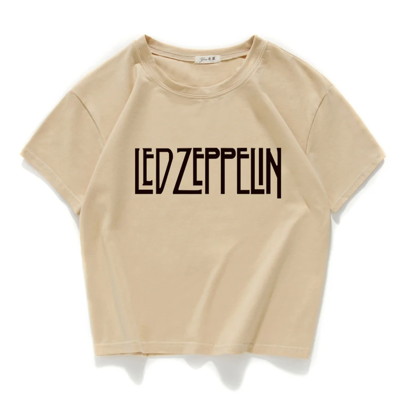Led zeppelin, жесткая рок-Футболка, женская, хлопок, уличная мода, народный рок, короткая футболка, женская, с круглым вырезом, в стиле панк, графический, Женский кроп-топ