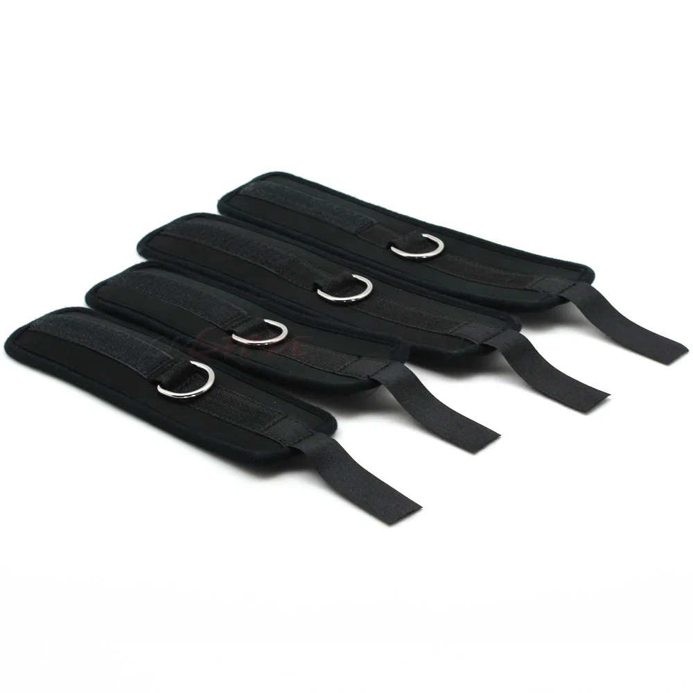 Набор для бондажа из неопрена smspade черные наручники и манжеты на лодыжках