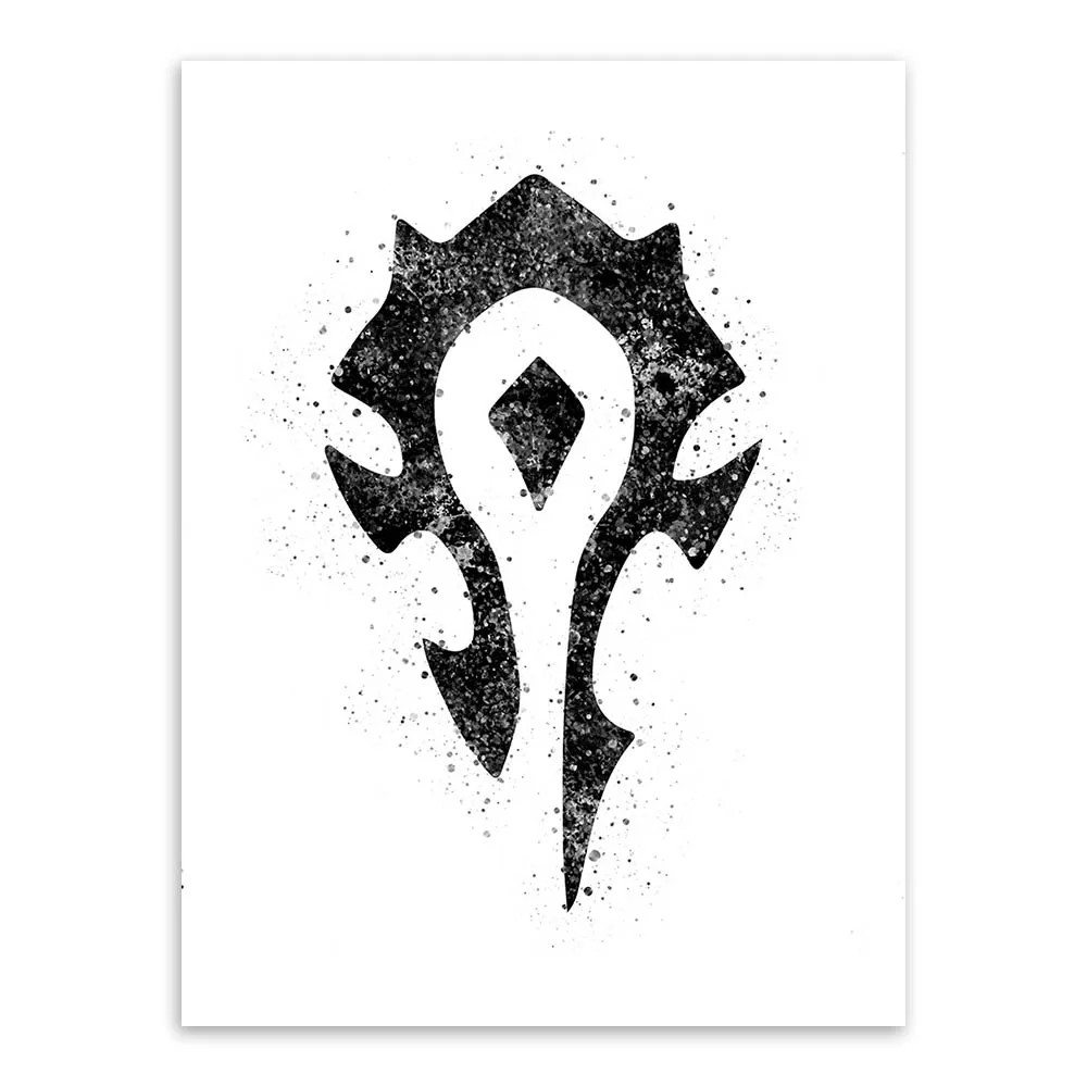Оригинальный акварельный вау Alliance Horde логотип игра фильм А4 художественный Принт