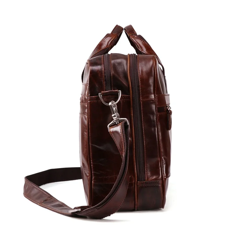 Vintage Genuine Leather Men Briefcases 15.6&quot Laptop Bags Handbag Business Casual Men's Shoulder Bag Travel Messenger | Багаж и