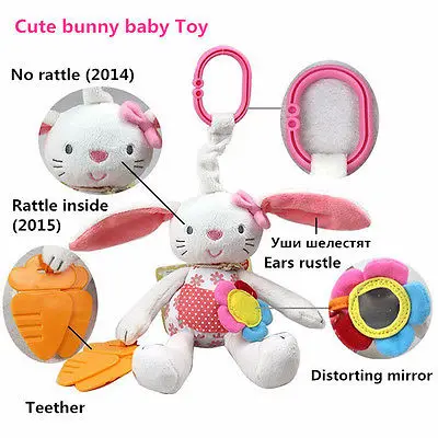 Новинка детская игрушка мягкий плюшевый кролик кольцо-погремушка колокольчик