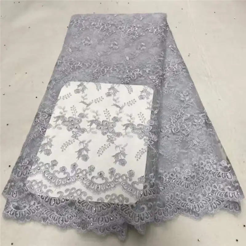 Фиолетовый Нигерии кружевной ткани 2018 французский каменные бусы чистая кружева