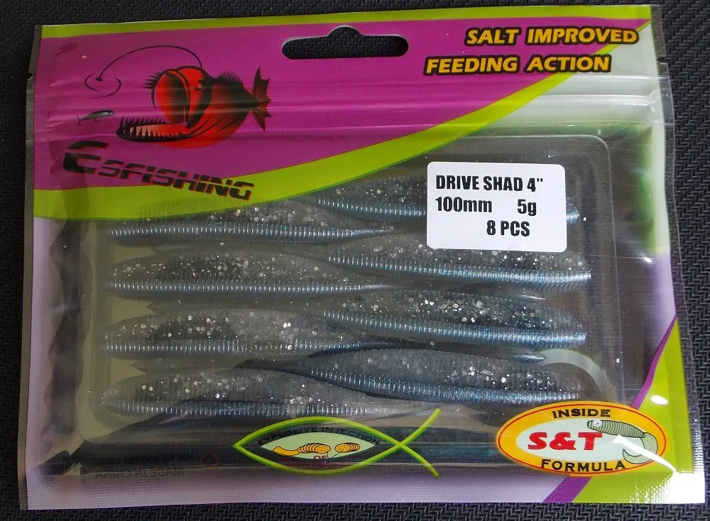 Esfishing рыболовные приманки весна мягкий силиконовый привод Shad 10 см 8 шт. снасти для рыбалки на карпа приманка китайская форель соленая