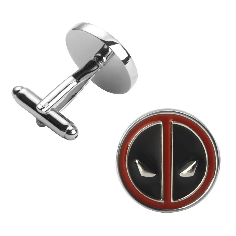

Superhero Movie Deadpool With Red Enamel Cufflinks For Mens Cuff Buttons High Quality Cuff Links Souvenir 3 pair Packing sale