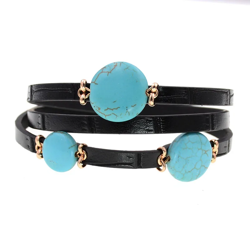 WELLMORE женские браслеты 3-слойные кожаные круглые натуральные Украшения оптовая