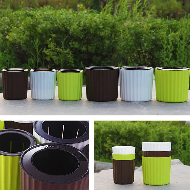 Настольный цветочный горшок круглый пластиковый для растений самополивающийся