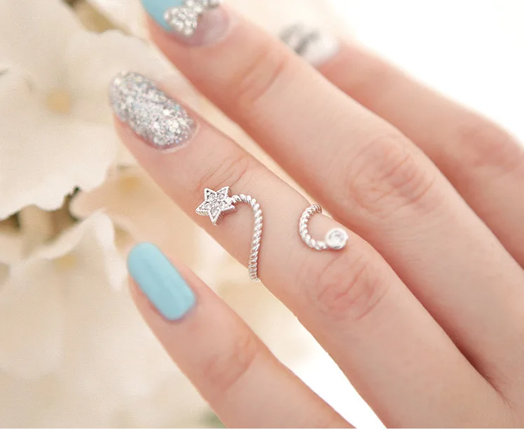Новинка нежный милый Романтический пятиконечная звезда морская кольцо стразы