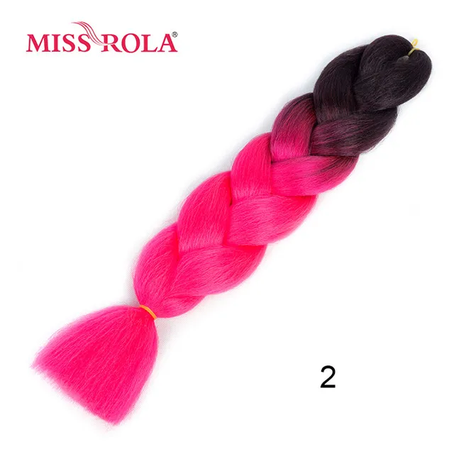 T1B/33 Miss Rola, Омбре, синтетические волосы, Джамбо, плетение, 24 дюйма, высокотемпературное волокно, вязанное крючком, огромные косички, 100 г, Радужный Омбре, цвет - Цвет: T1B/33