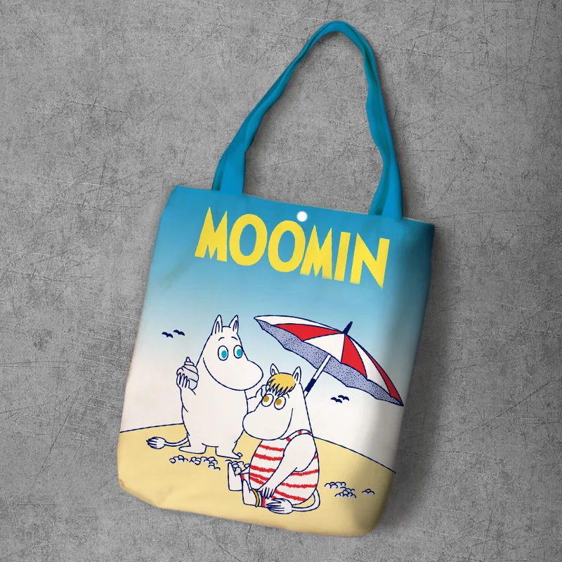 21 Moomin сумка для покупок милый гиппопотам тонкий маленький мой рюкзак на плечо Студенческая Холщовая Сумка с принтом Сумка-тоут на кнопках Холщовая Сумка - Цвет: 21