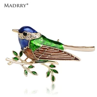 madrry cute sparrow brooches for women colorful enamel crystal birds brooch pins scarf dress collar clips decoration accessories