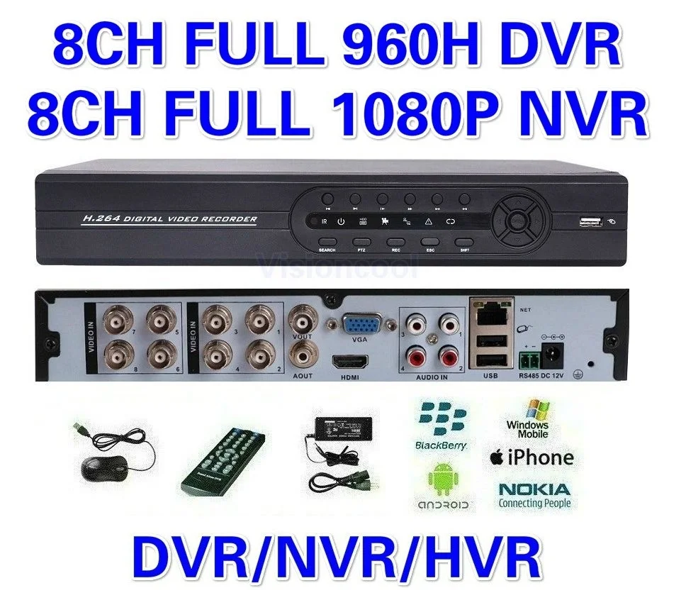 8 канал 8CH полный 960 H H.264 запись 1080 P NVR микро hdmi видео видеонаблюдения цифровой