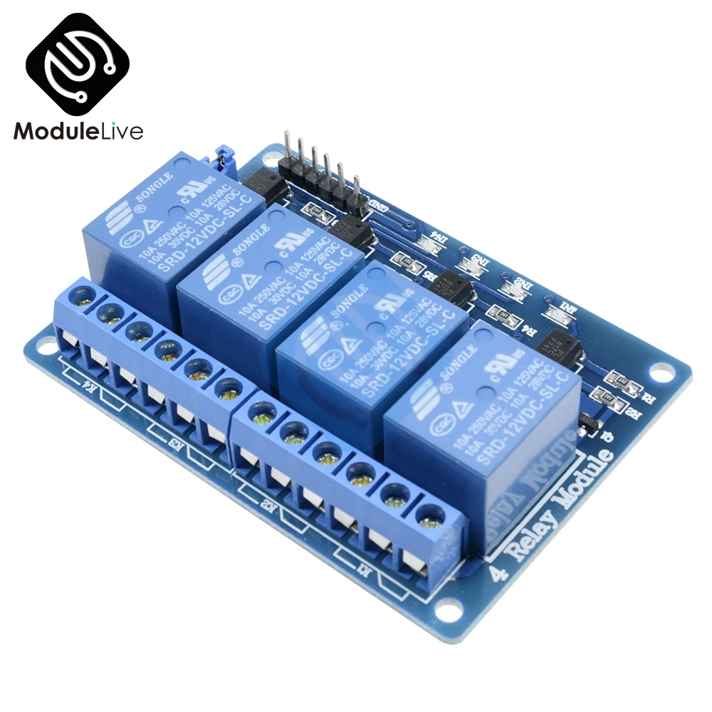 12 В постоянного тока 4 канала канальное релейное строение для Arduino ARM AVR DSP PIC MSP AC 250