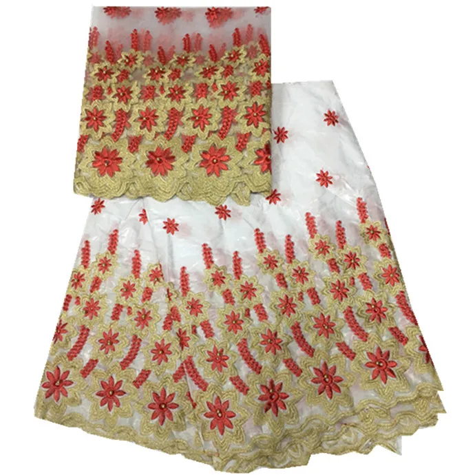 Белый и бежевый Африканский Базен Riche ткань матч вышитые французский чистая