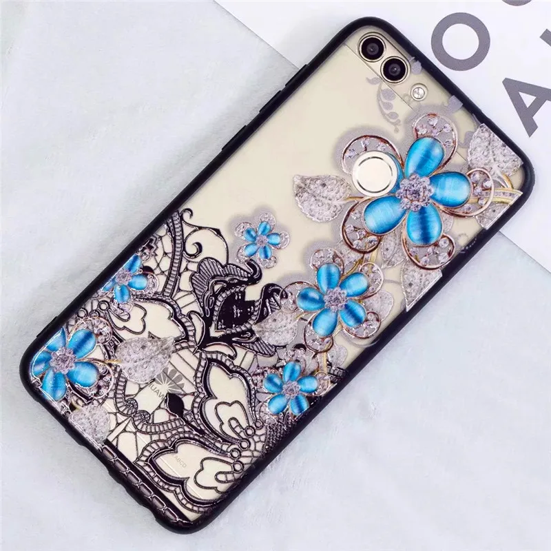 Чехол PDGB из ТПУ с рельефным 3D кружевом и цветами для huawei P20 Lite P SMART Honor 8A 8X9 10 Y5 Y9 Y6 Pro