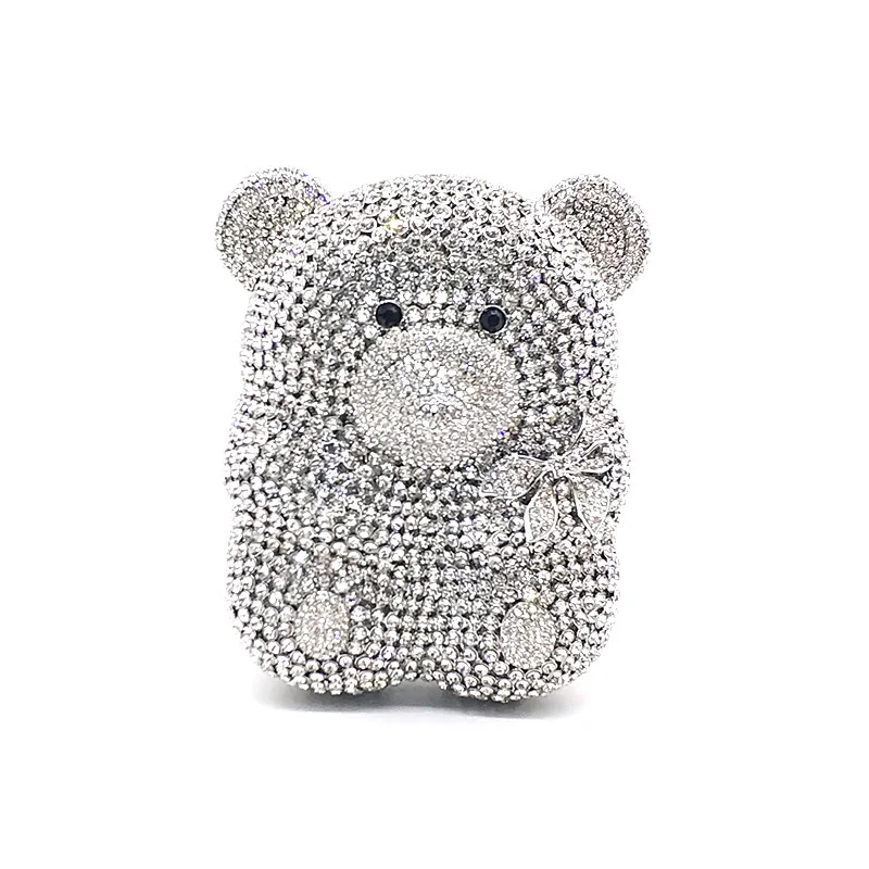 Color 4 silver Дамская сумочка, сумочка для невесты, для свадебной вечеринки, женская вечерняя сумочка, сумочка с бриллиантами, роскошный кристалл, милые животные, енот, медведь, гризли, кошельки - Цвет: Color 4 silver