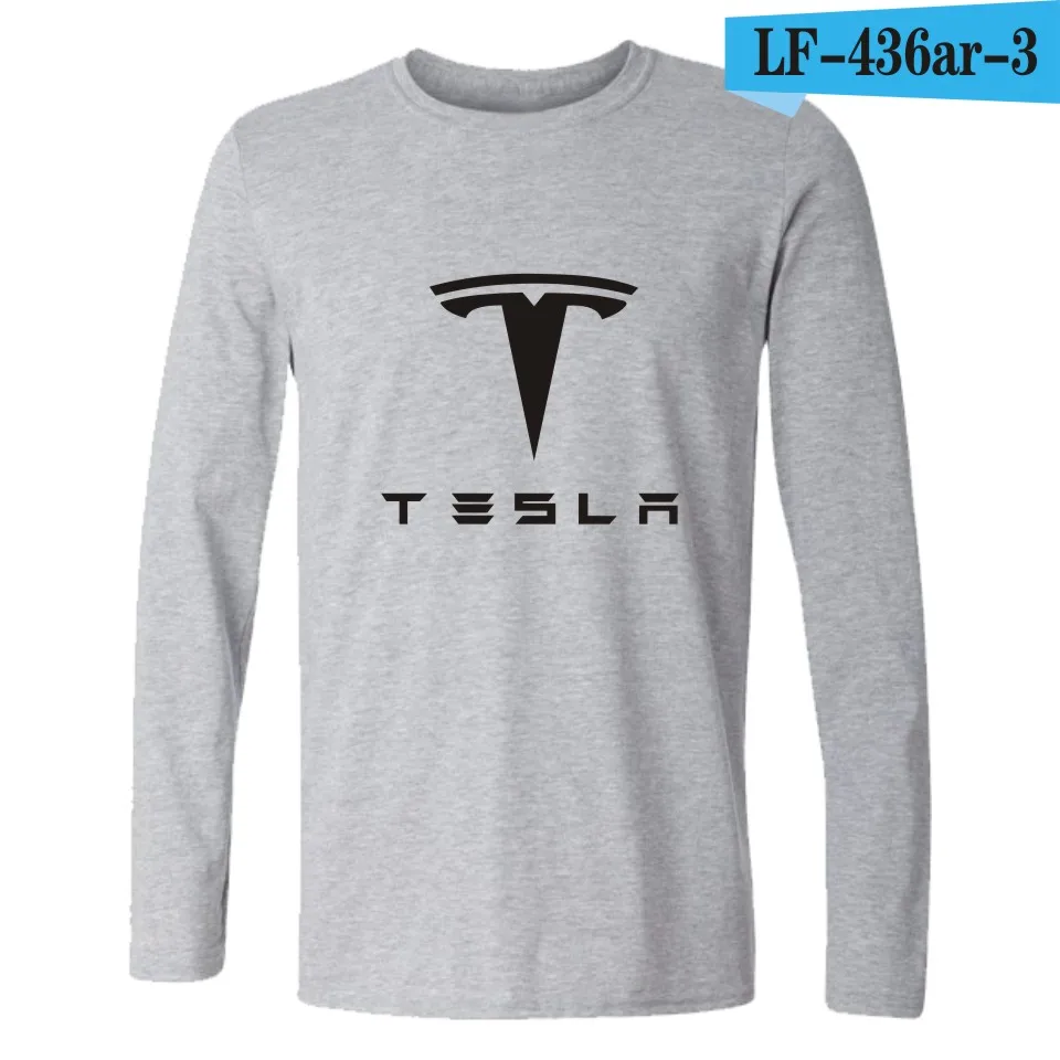 gray Футболка Tesla Для мужчин футболки с длинным рукавом для девочек с Tesla Motors черно-белая футболка в 4XL брендовые футболки - Цвет: gray