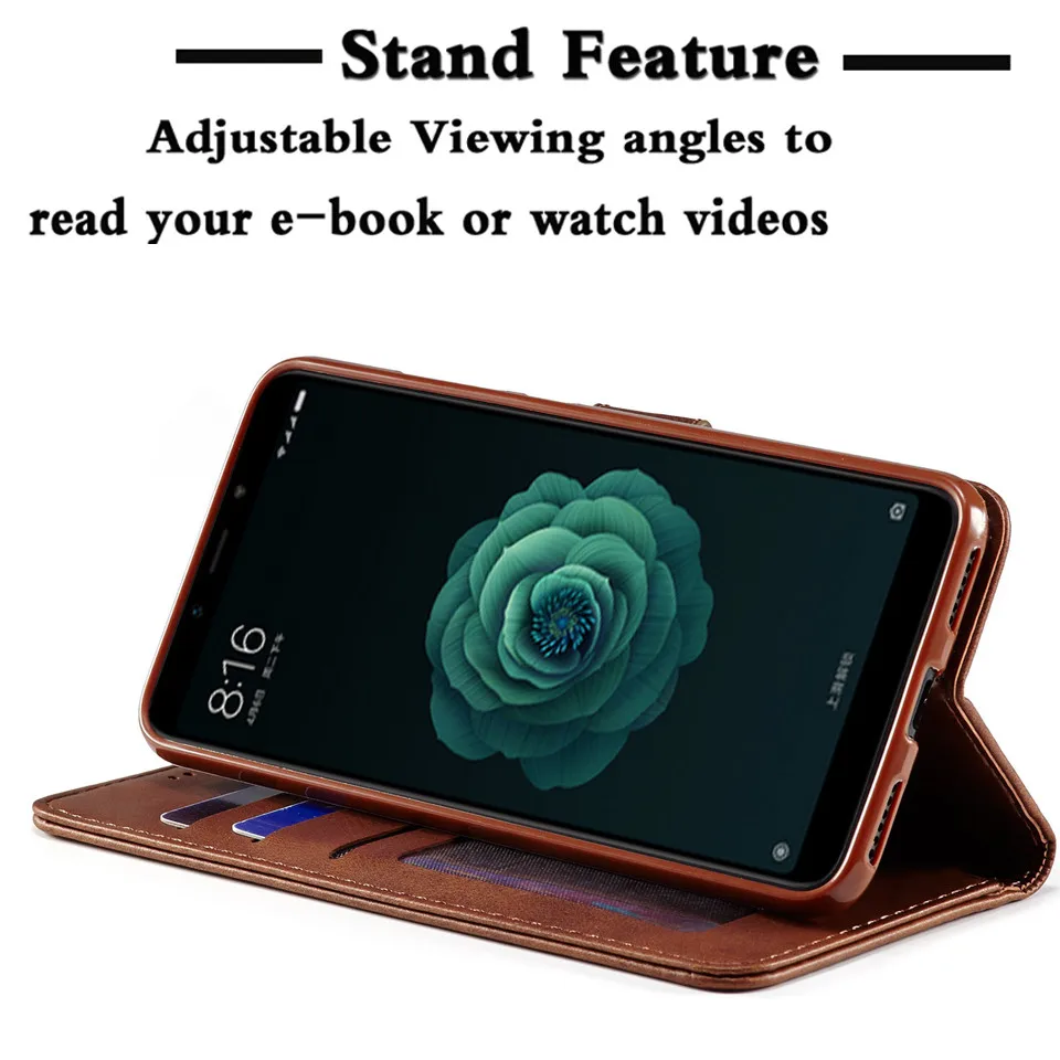 Luxury Cover Leather Coque For funda Xiao mi A2 Case Wallet TPU Phone Flip lite | Мобильные телефоны и аксессуары