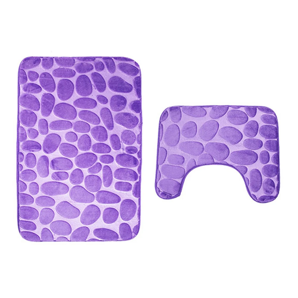 2PCS Pedestal Rug Anti Slip Toilet Bath Mat Set Exquisite Cobblestone Print Decorative Soft Flannel Water Absorption Bathroom | Дом и сад