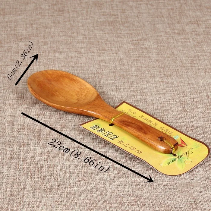 22x6cm Натуральная деревянная кухонная утварь, набор инструментов для приготовления пищи, аксессуары для гаджетов, лопатка для риса, ложка для супа, кухонная посуда - Цвет: 22x6cm