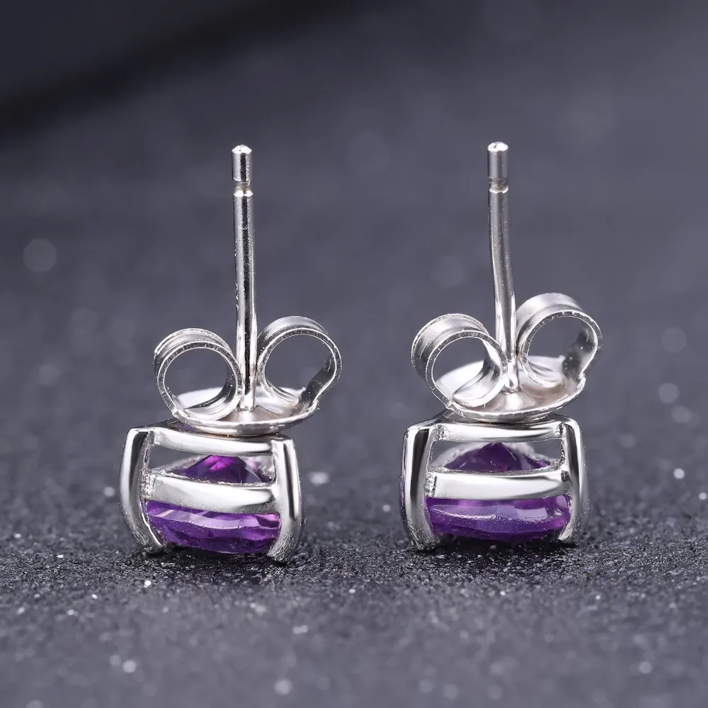 Gem's Ballet Heart shape 6 мм 1.57Ct натуральный аметистовый драгоченный камень серьги-гвоздики 925 пробы серебряные модные ювелирные изделия для женщин