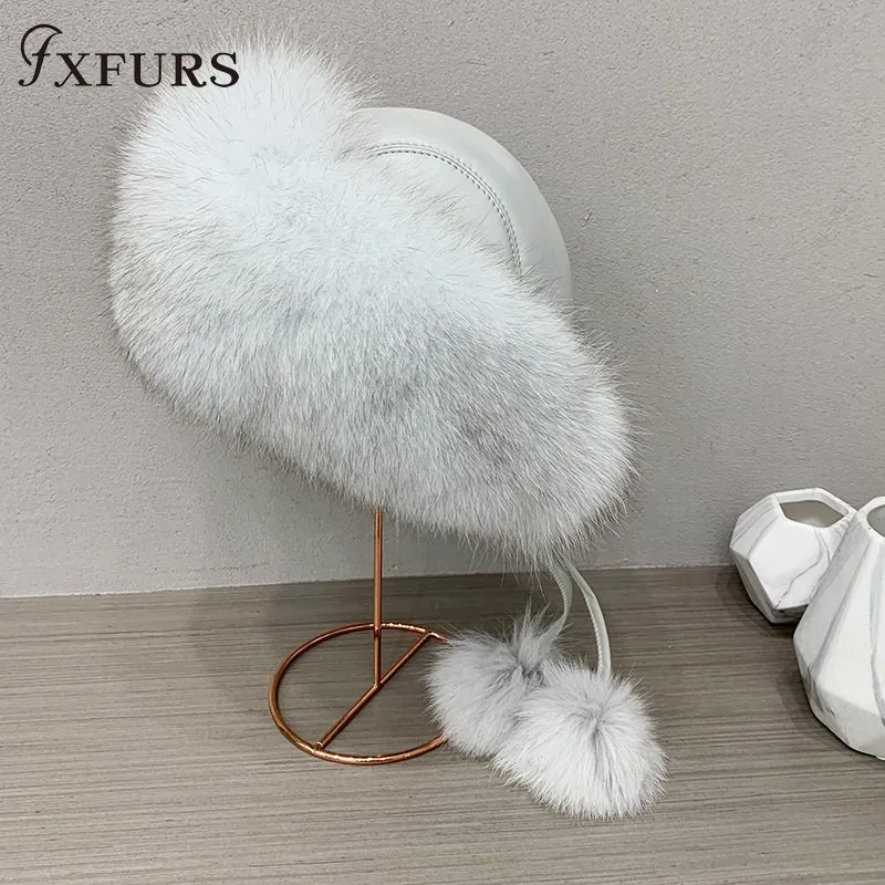 FXFURS Для женщин зимние натуральный натуральный мех лисы шляпы Монголия шляпа принцессы шапка зимние Лыжный Спорт шапка, закрывающая уши зимняя меховая шапка-ушанка