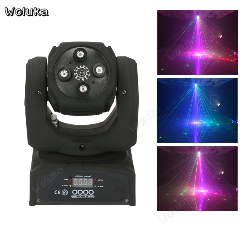 4 отверстия RGB движущийся луч Лазерный свет сцсветильник вращающийся