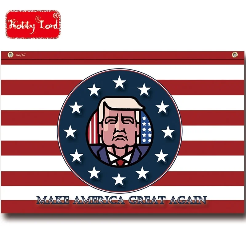 

HobbyLord Cartoon Trump Make America Great Again flag room decoration decor banners cosplay Stars and stripes flag props 96*64cm